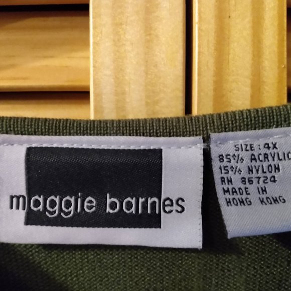 Olive Green Chevron Pattern Scoop Neck Sweater 4x - Picture 2 of 4